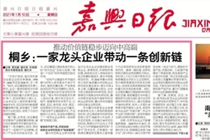 嘉興日?qǐng)?bào)頭版頭條點(diǎn)贊！桐鄉(xiāng)：一家龍頭企業(yè)帶動(dòng)一條創(chuàng)新鏈